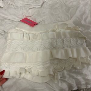 Edikted Cream Ruffled Mini Skirt